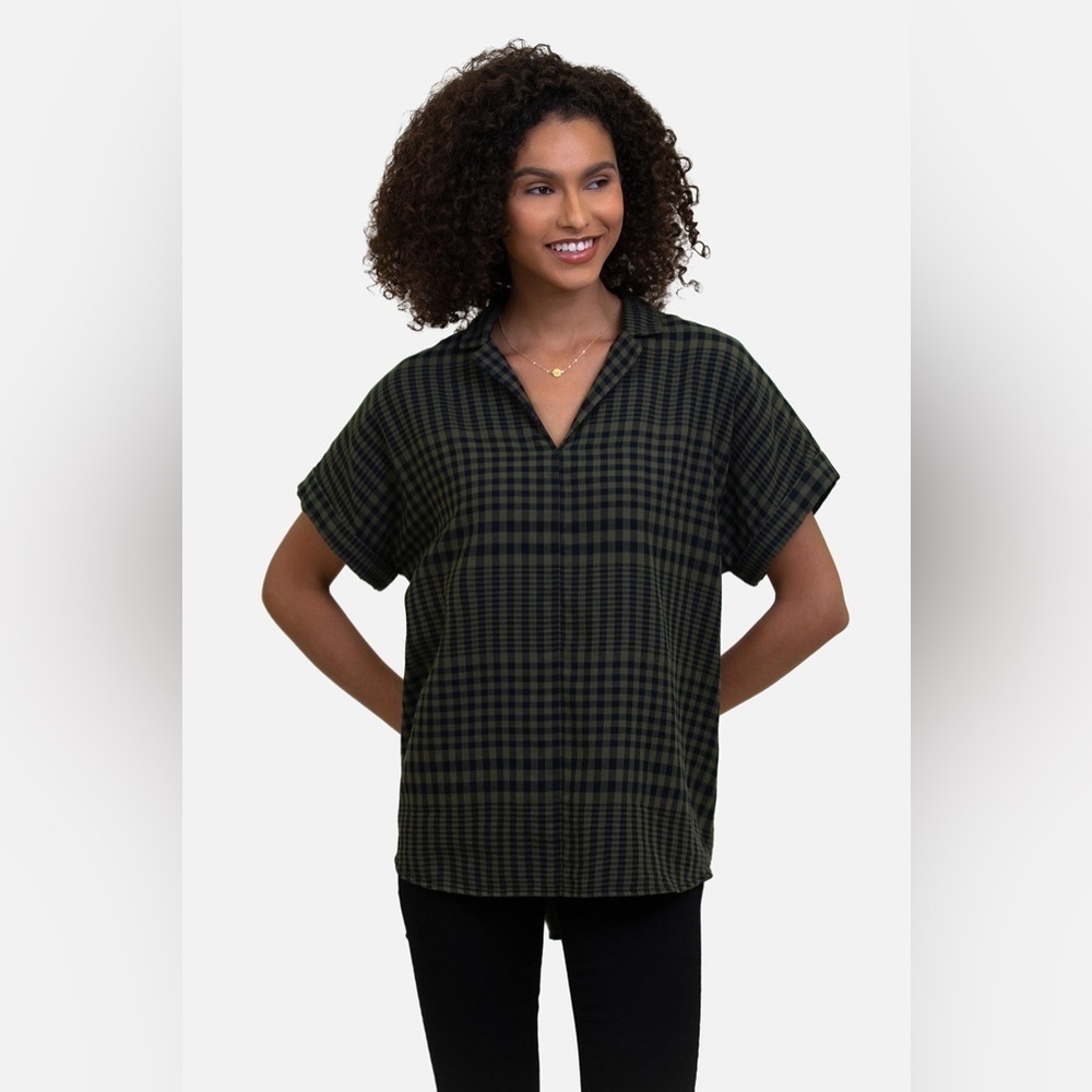 beachlunchlounge sammy green plaid popover blouse